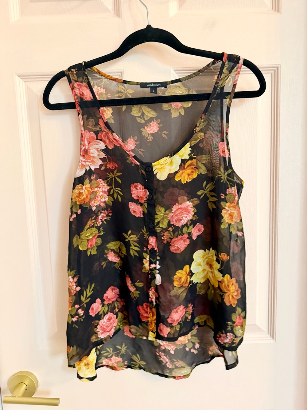 Black floral ambiance tank